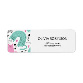 Cute Cats Mönster Returadress Etikett