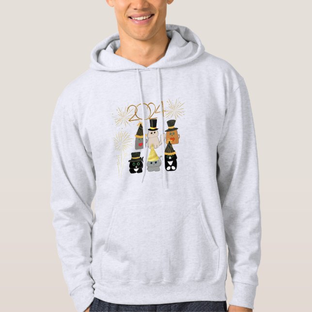 Cute Cats Nya år Firande Hoodie (Framsida)