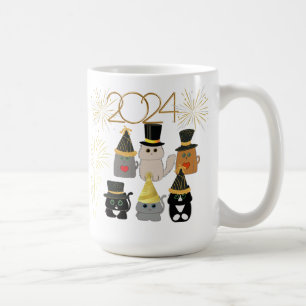 Cute Cats Nya år Firande Kaffemugg