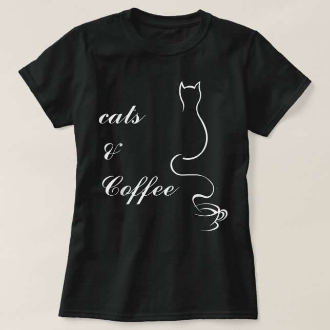 Cute Cats och Coffee TShirt T Shirt (Design framsida)