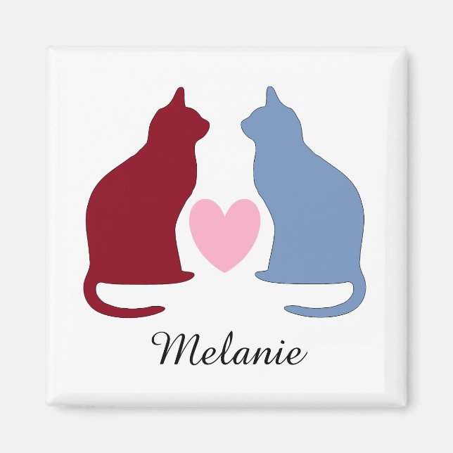 Cute Cats och Hjärtat Personlig Magnet (Framsidan)