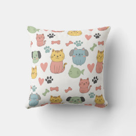 Cute Cats och Hundar Tecknad Mönster Pillow Kudde