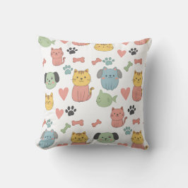 Cute Cats och Hundar Tecknad Mönster Pillow Kudde