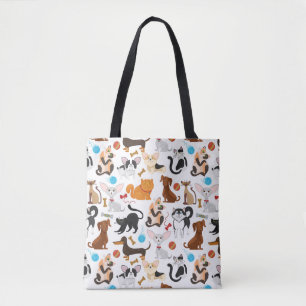 Cute Cats och Hundar Tote Tygkasse