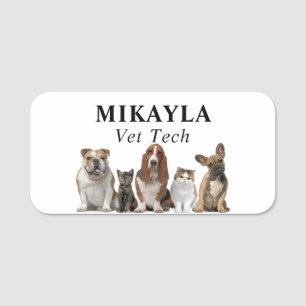 Cute Cats och Hundar Veterinär Namnbricka