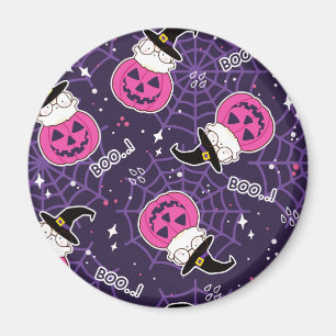 Cute Cats och Pumpkins Halloween Mönster Magnet