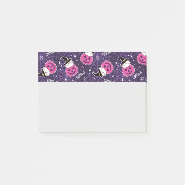 Cute Cats och Pumpkins Halloween Mönster Post-it Block (Framsida)