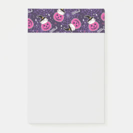 Cute Cats och Pumpkins Halloween Mönster Post-it Block