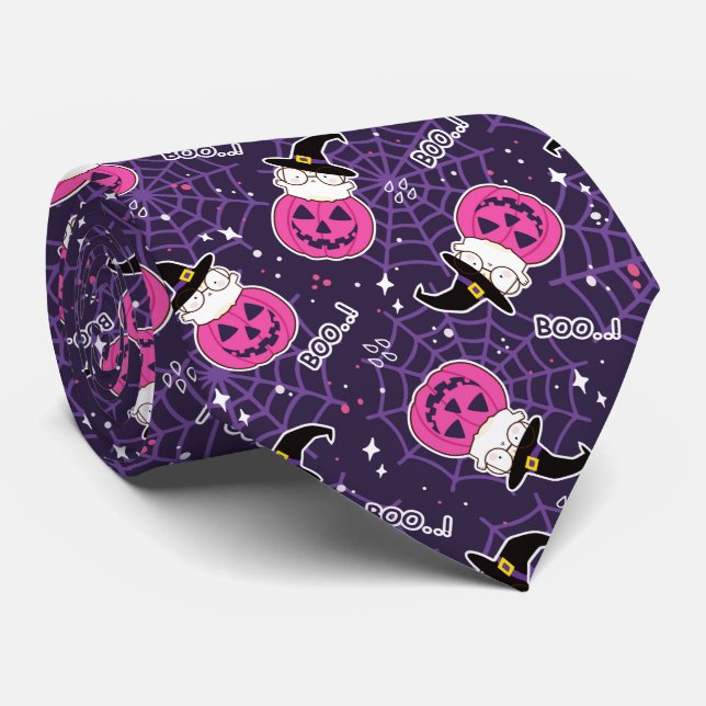 Cute Cats och Pumpkins Halloween Mönster Slips (Rullad)