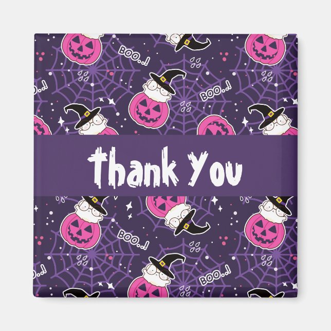 Cute Cats och Pumpkins Halloween Mönster Tack Magnet (Framsidan)