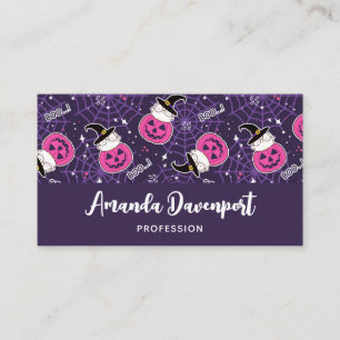 Cute Cats och Pumpkins Halloween Mönster Visitkort