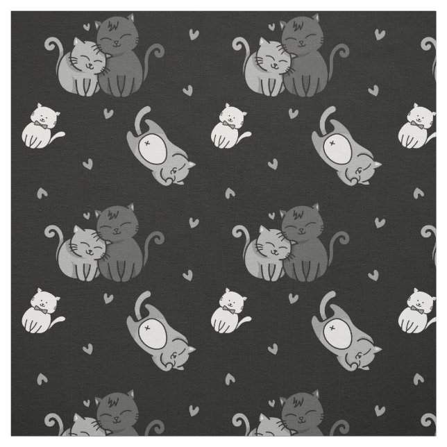 Cute Cats on Black Cheeky Witch® Cat Lovers Tyg (Provkarta)