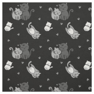 Cute Cats på svart, schaktfärgad Witch® Cat Lov Tyg