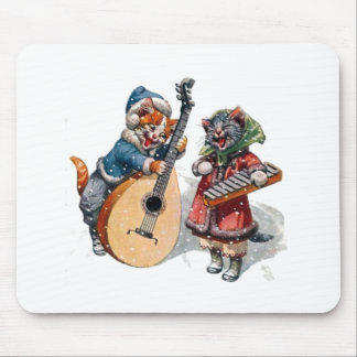 Cute Cats Play Mandolin och Xylophone i Snö Musmatta