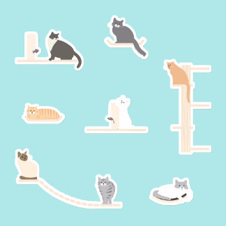 Cute Cats Play Wall Furstendömssetikett Lakan Klistermärken