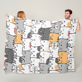 Cute Cats Seamless Mönster Fleecefilt