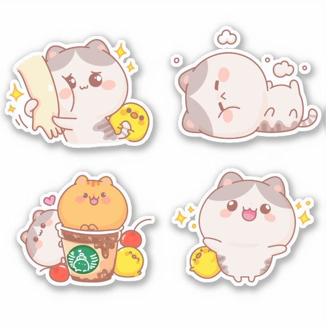 Cute Cats Sticker Klistermärken (Framsida)