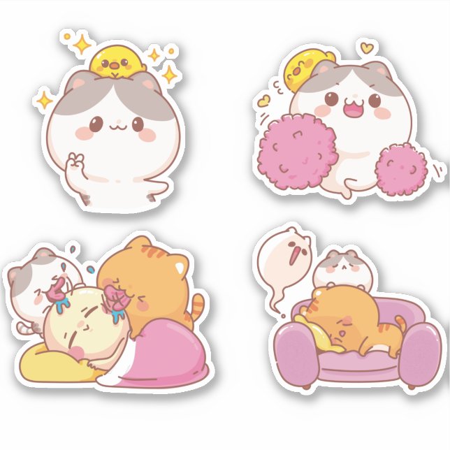 Cute Cats Sticker Klistermärken (Framsida)