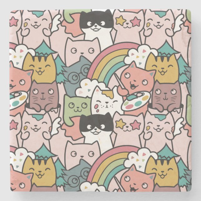 Cute Cats Stone Underlägg (Framsidan)