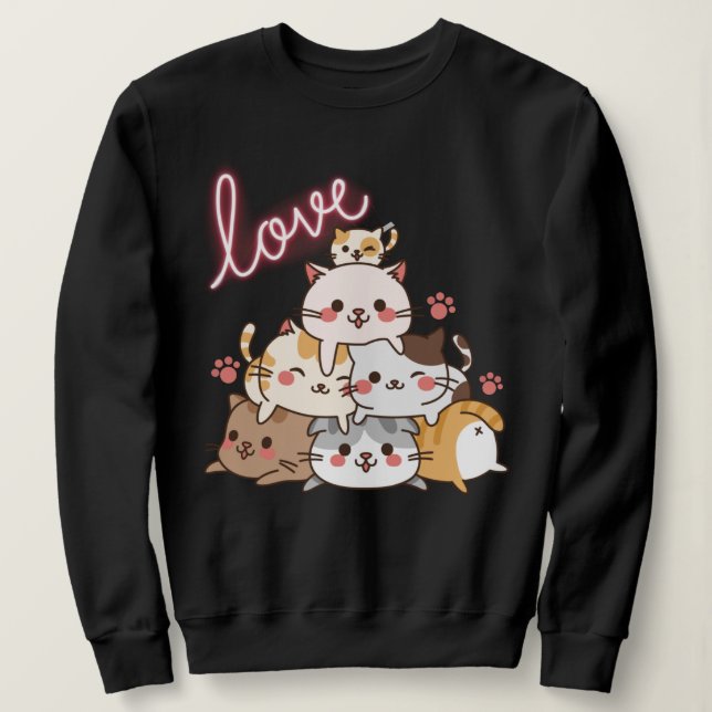 Cute Cats Sweatshirt T Shirt (Design framsida)