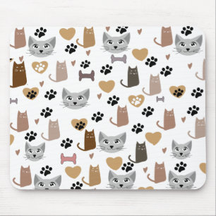 Cute Cats & Tass och hearings Prints Mönster  Musmatta