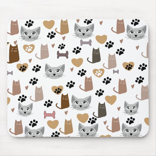 Cute Cats & Tass och hearings Prints Mönster Musmatta (Framsidan)