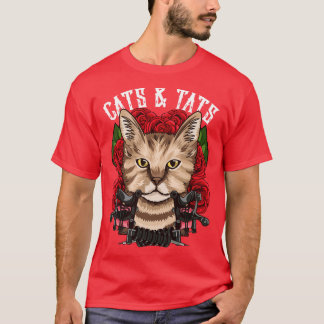 Cute Cats Tats Inked Funny Tattoo Obssed T Shirt
