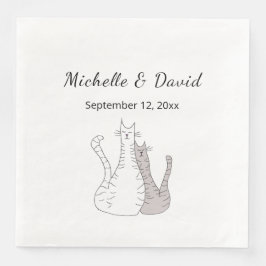 Cute Cats Teckning Simple Bröllop Pappersservett