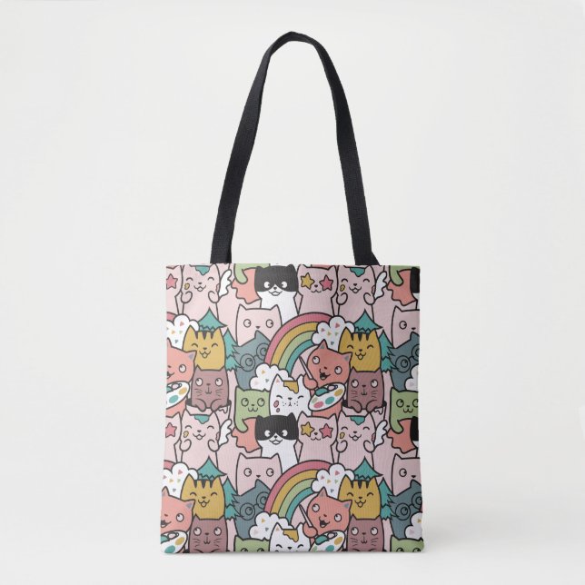 Cute Cats Tote Bag Tygkasse (Framsida)