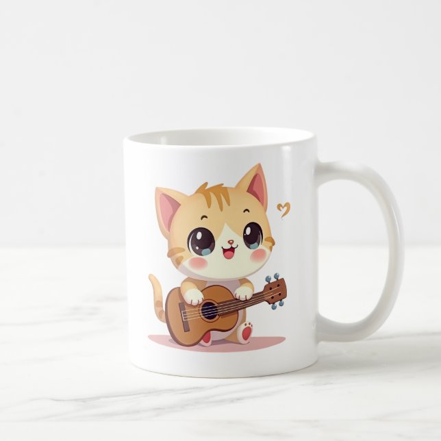 Cute Cat's Ukulele Moment Kaffemugg (Höger)