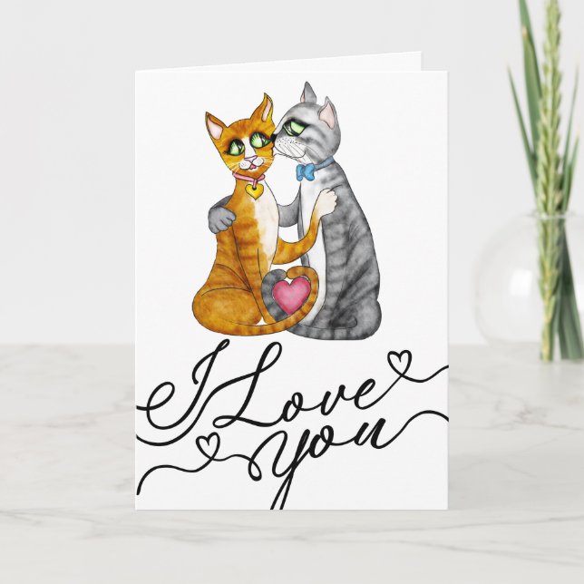 Cute Cats Valentine’s Day I Love You Card Kort (Framsida)