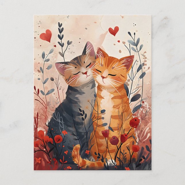 Cute Cats Valentines vykort (Framsida)