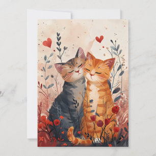 Cute Cats Valentines vykort