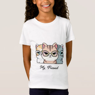 Cute Cats Wear Glass My Friend Change Text T Shirt