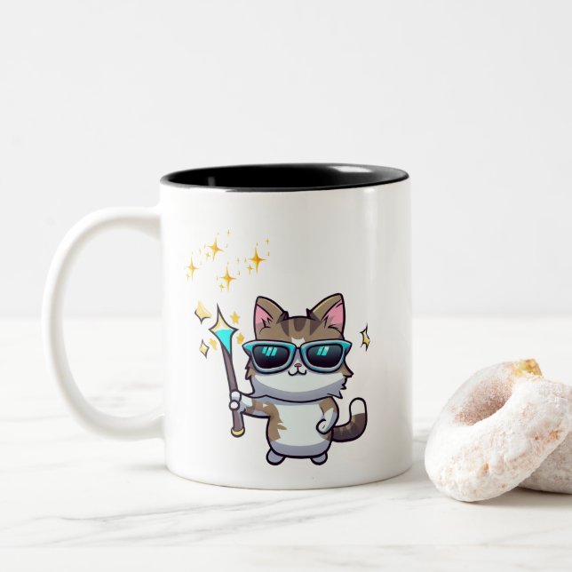 Cute Cats Wearing Glasses HolMagic Trollspö Star Två-Tonad Mugg (Med munk)