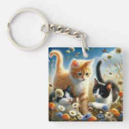 Cute Cats WildblommGarden Acrylic Keychain