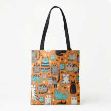 Cute Cats with Orange Background tobag