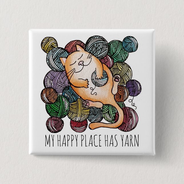 Cute Cat's Yarn Heaven Knitting Wool Knitters Knapp (Framsida)