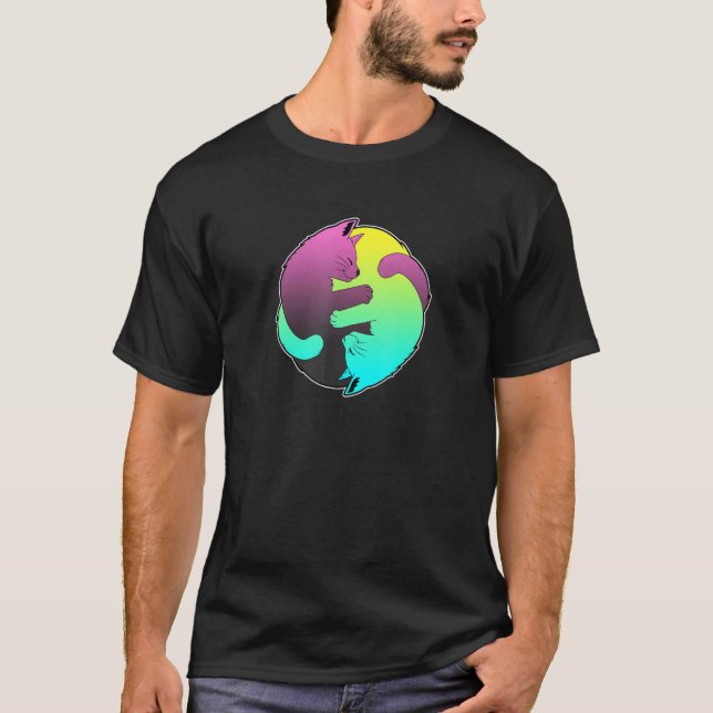 Cute Cats Ying Yang Yin Yang 4 T Shirt (Framsida)