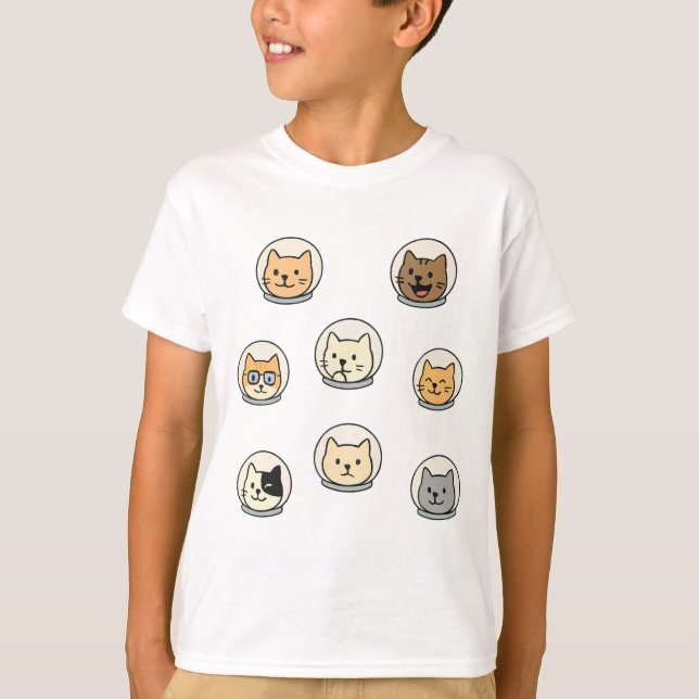 Cute Catstronaut Heads Shirt For Space-Loving Kids T (Framsida)