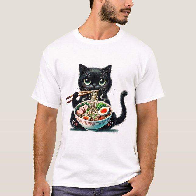 Cute Catt njuta av att äta T Shirt (Framsida)