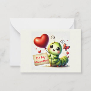 Cute Catterpelare Valentine Anteckningskort