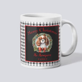 Cute Cavalier Charles Hund Namn Gingham jul Kaffemugg