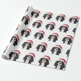 Cute Cavalier King Charles Spaniel with Santa Hat Presentpapper