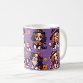 Cute Cavalier Kung Charles halloween mönster Kaffemugg
