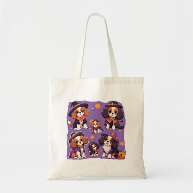 Cute Cavalier Kung Charles halloween mönster Tygkasse (Framsidan)