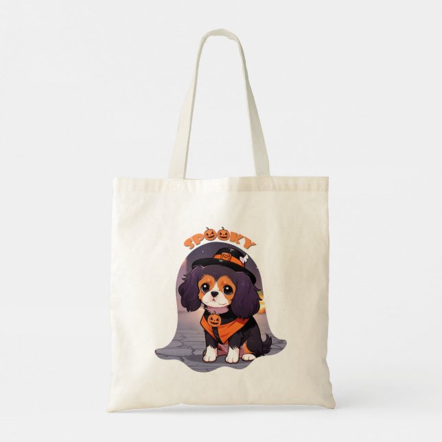 Cute Cavalier Kung Charles halloween spooky Tygkasse (Baksida)