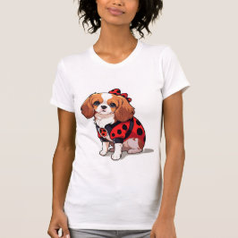Cute Cavalier Kung Charles Ladybug T Shirt