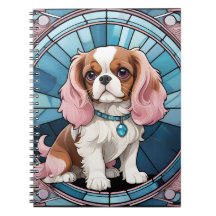 Cute Cavalier Kung Charles Pastel Stached Glass
