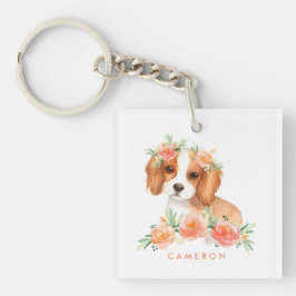 Cute Cavalier Kung Charles Spain Orange Flowers